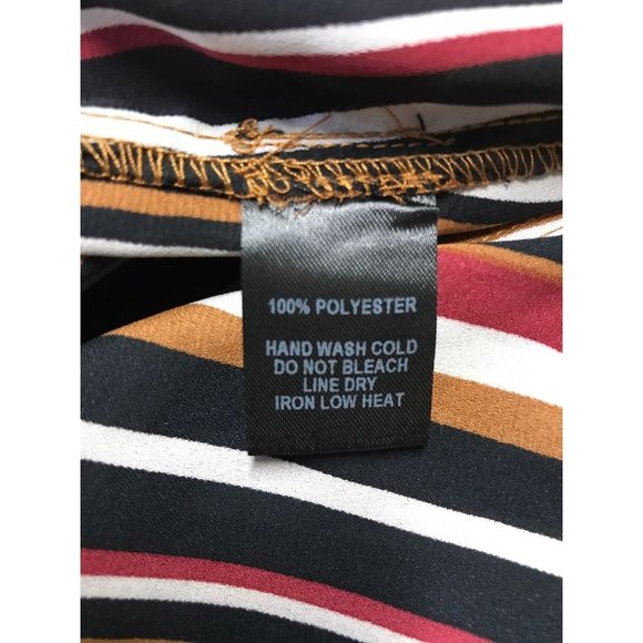 Lulus McKenna Brown Multi Striped Long Sleeve Wrap Top - Size Medium - Picture 6 of 7